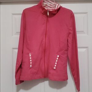 Vintage Cotton pink full zip sweatshirt Women's XL